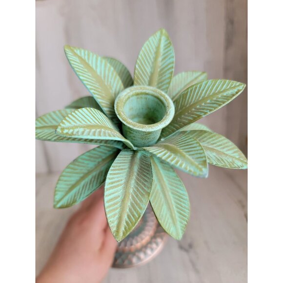 Metal palm tree candle stick holder vintage home decor beach unique - Picture 4 of 5